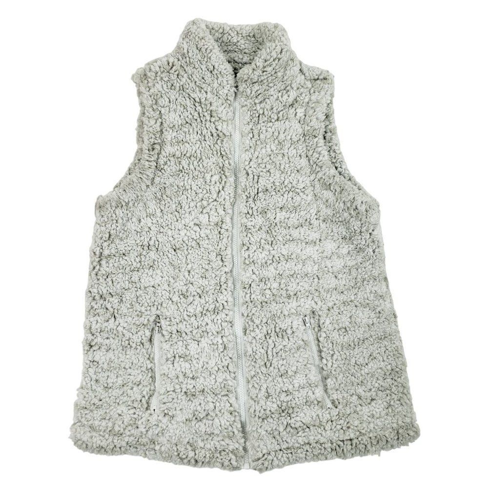 Maurices Small Faux Fur Women's Full Zip Front Pocket Gray Brown Soft Lined Vest